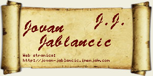Jovan Jablančić vizit kartica